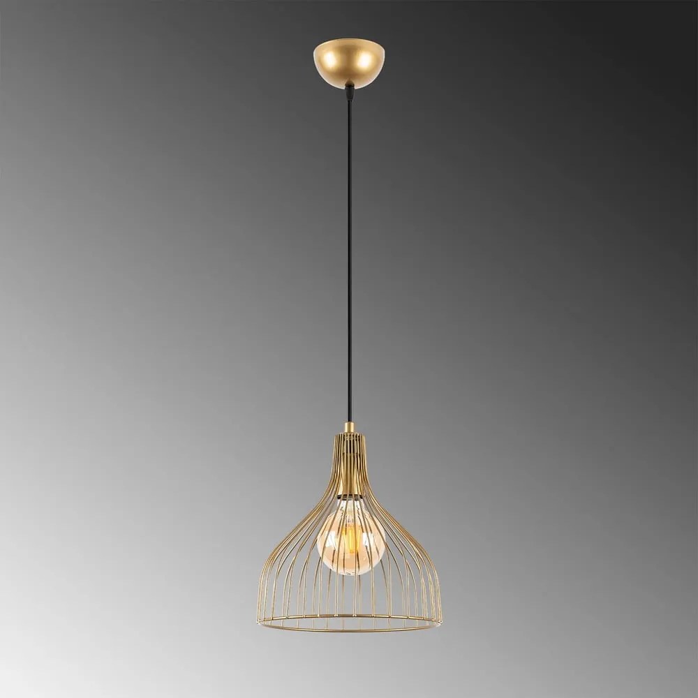 Висящо осветително тяло златно с метален абажур ø 25 cm Cafu – Opviq lights