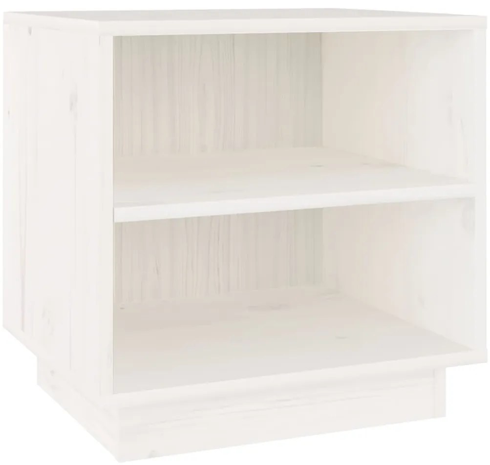 813327 vidaXL Нощно шкафче, бяло, 40x34x40 см, борово дърво масив