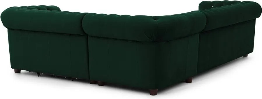 Зелен кадифен разтегателен ъглов диван (десен ъгъл L форма) York Blik – Ropez