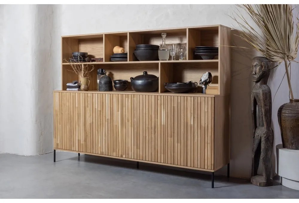 Библиотека от декор от дъб в естествен цвят 200x150x44 cm Gravure – WOOOD