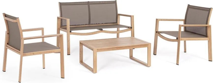 Алуминиев градински комплект от за отдих в естествен цвят за 4 Kallen – Bizzotto