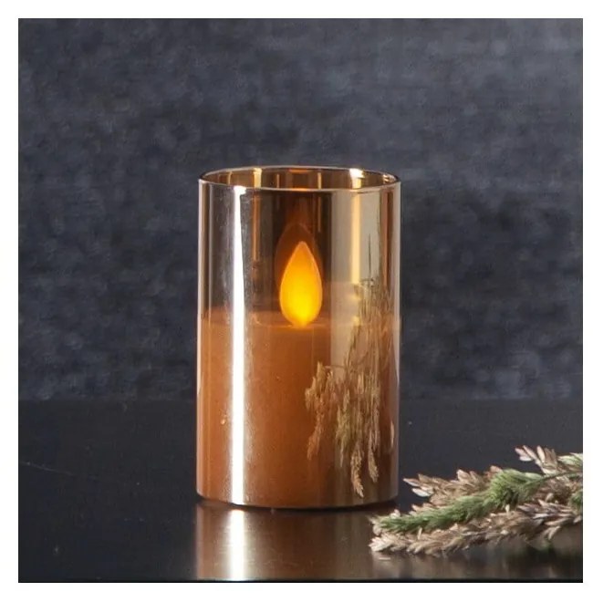 Оранжева LED восъчна свещ в стъкло, височина 7,5 см M-Twinkle - Star Trading