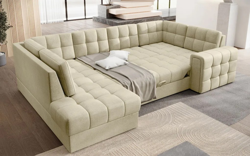 Ъглов диван Bale U-Екрю-Ляв