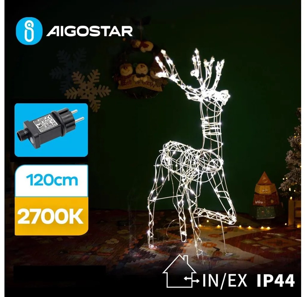 Aigostar - LED Екстериорна коледна декорация LED/3,6W/31/230V 2700K 120 см IP44 северен елен