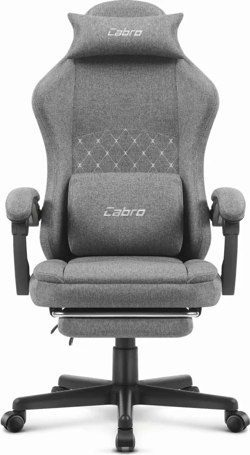 CABRO C503 дизайнерски геймърски стол с подложка за крака, до 150 кг, сив