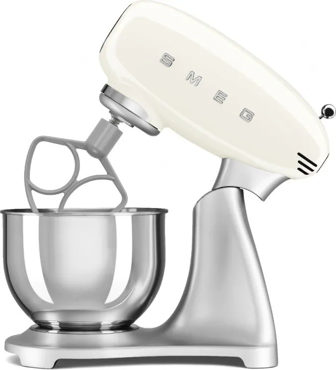 Планетарен миксер Smeg SMF04CREU, 800W, 4.8 л, 10 скорости, Функция за плавен старт, Крачета против хлъзгане, Кремa/Инокс