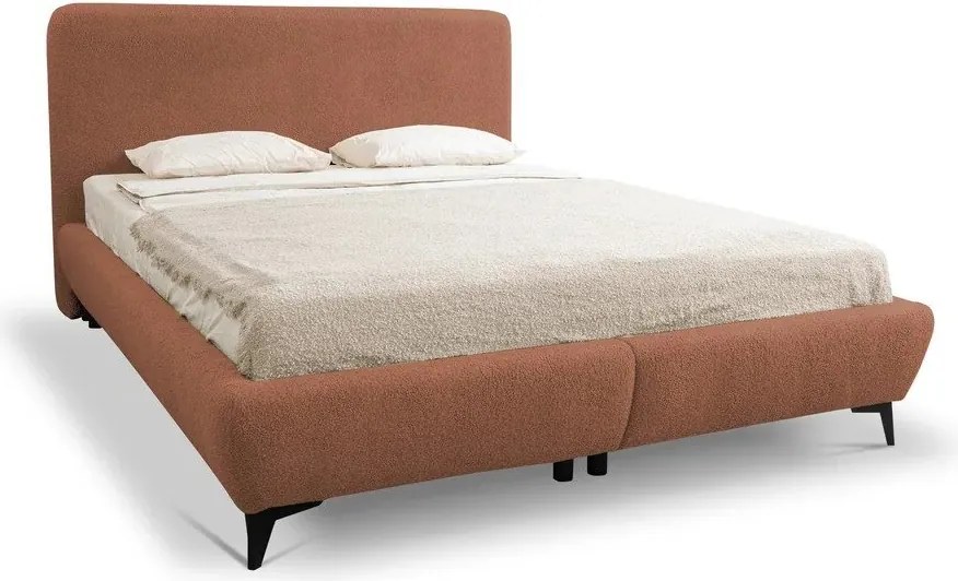 Теракотено двойно тапицирано легло с място за съхранение и включена подматрачна рамка 160x200 cm Makapu – Makamii