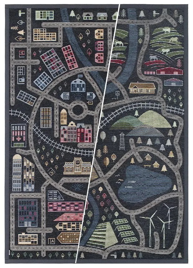 Черен двустранен детски килим , 140 x 200 cm Ülejõe - Narma