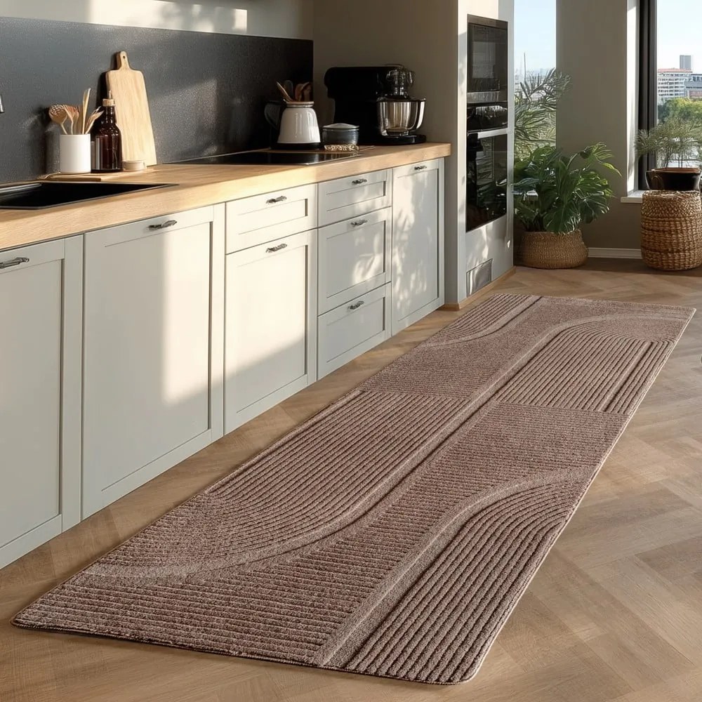 Светлокафява пътека подходяща за пране 80x250 cm Pompei 1612 – Ayyildiz Carpets