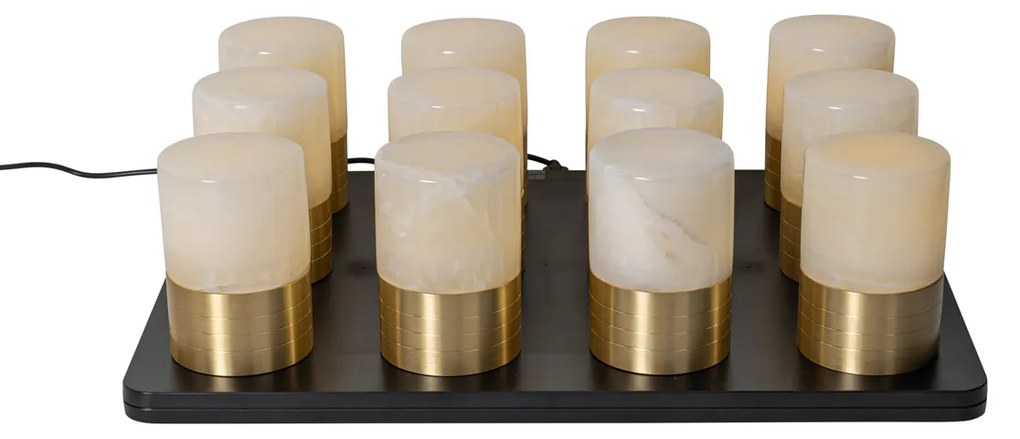 Комплект от 12 златни RGBW акумулаторни настолни лампи с включена станция за зареждане - Alessia