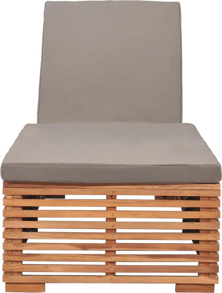 316038 vidaXL Шезлонг с тъмносиво шалте, тиково дърво масив
