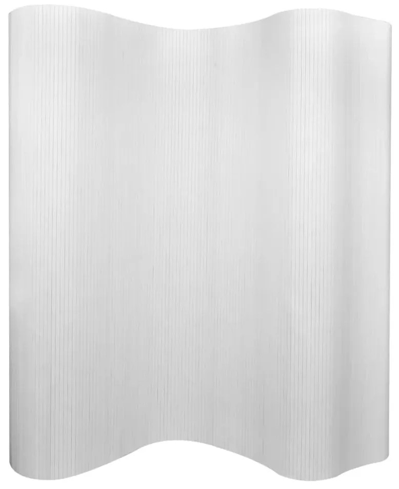 241670 vidaXL Параван за стая, бамбук, бял, ширина 250 см, височина 165 см