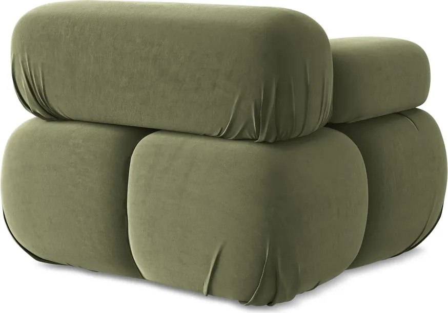 Светлозелен кадифен модул за диван (ляв ъгъл) Lokua – Makamii