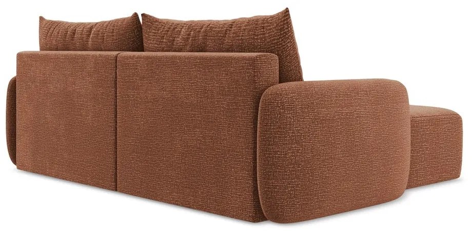 Разтегателен ъглов диван с място за съхранение в тухлен цвят (ляв ъгъл) Kalena – Makamii