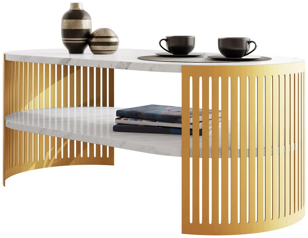 Холна маса Fikoli GD I-Бял мрамор