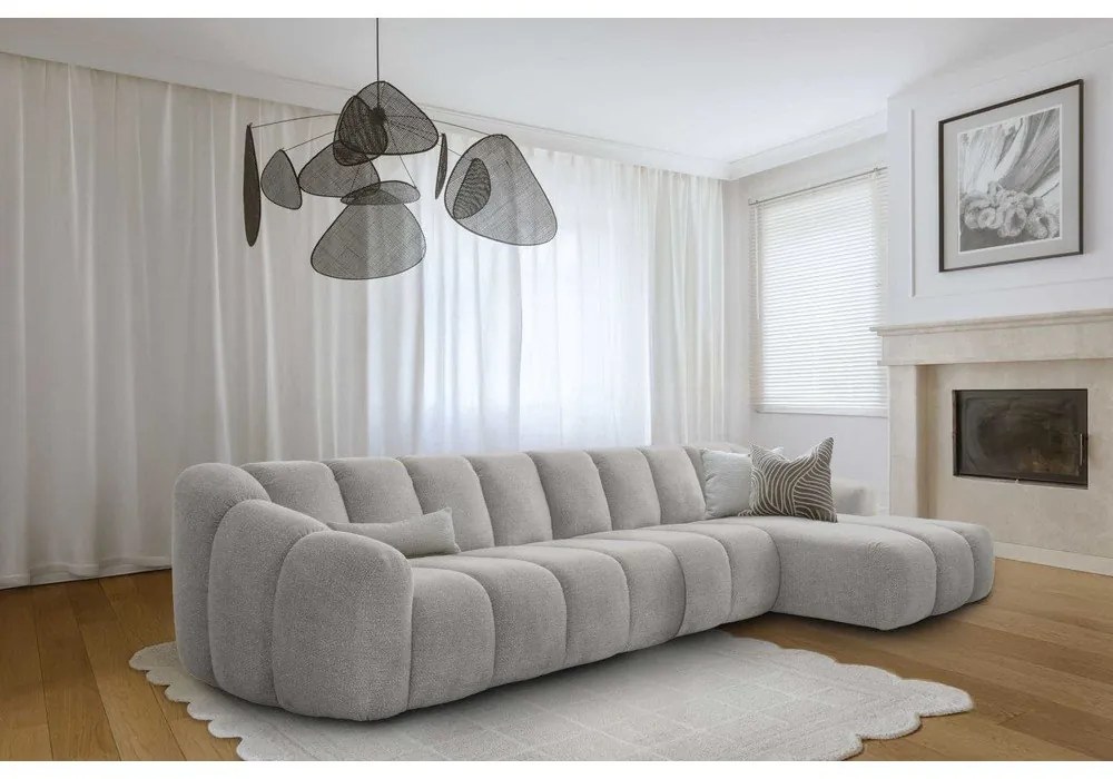 Светлосив ъглов диван (десен ъгъл) Shell – Miuform