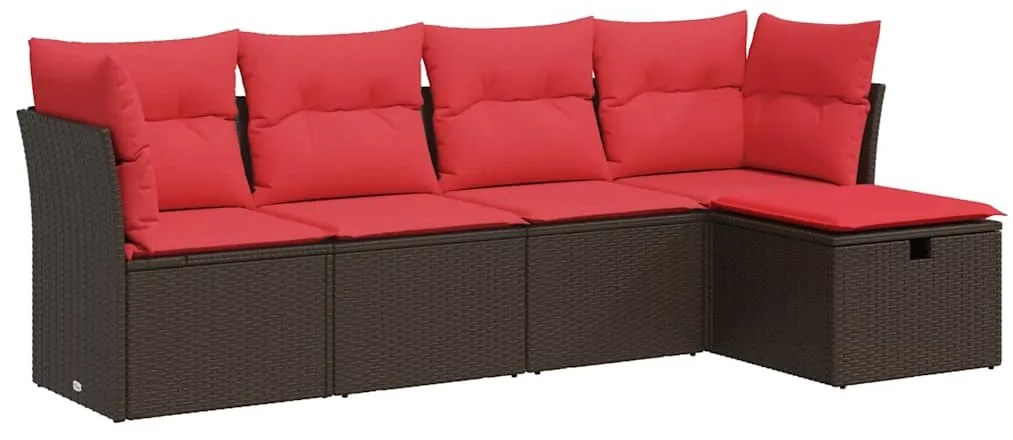 3325270 vidaXL Градински комплект с възглавници, 5 части, кафяв полиратан