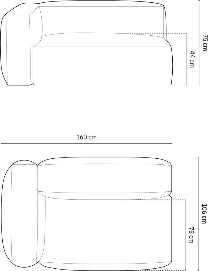Тъмносин кадифен модул за диван (ляв ъгъл) Martina – Micadoni