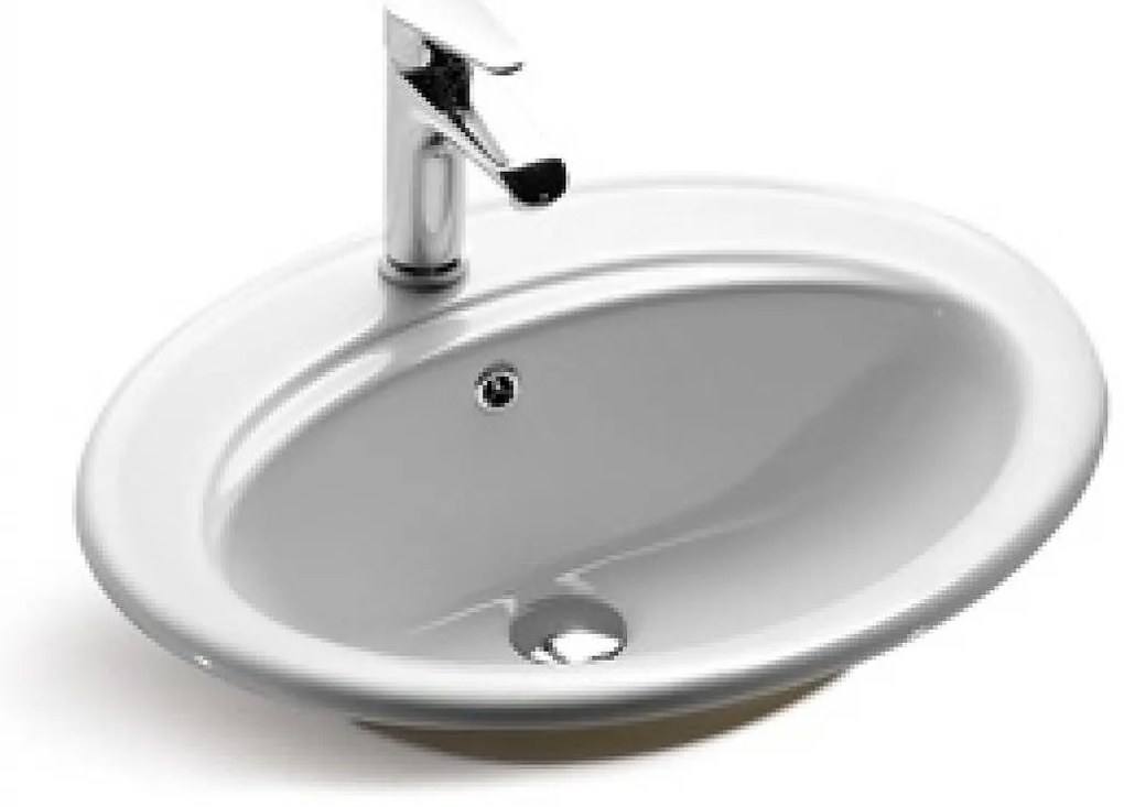 Мивка за баня ICC 5547, монтаж върху плот, порцелан, бял, 56x49x19см