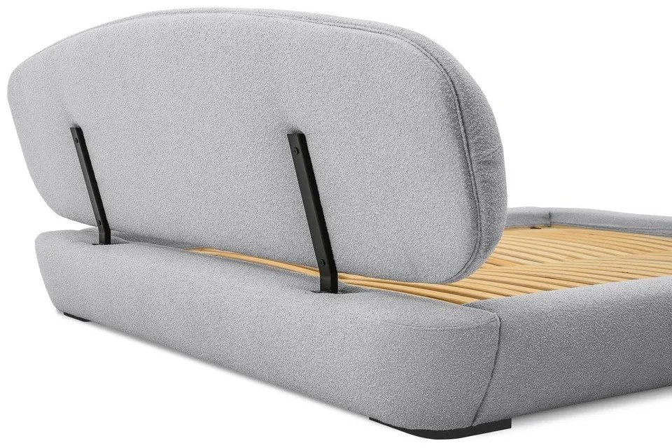 Сиво тапицирано двойно легло с включена подматрачна рамка 160x200 cm Odette – Scandic