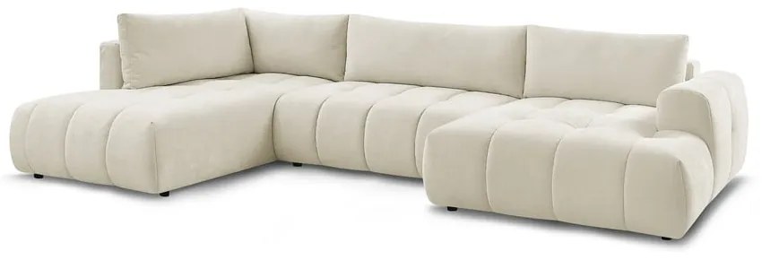 Бежов сгъваем/с място за съхранение ъглов диван (ляв ъгъл/U форма) Fuji – Bobochic Paris