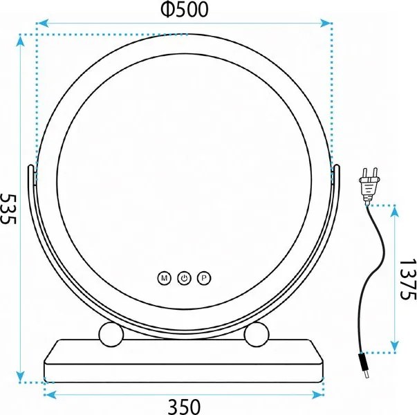 Огледало LED MAKE-UP Black 50 cm
