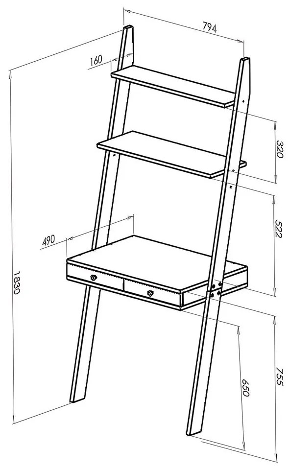 Бяла стойка с работен плот и чекмедже Leno - Ragaba