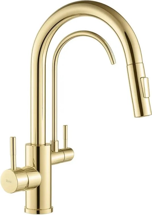 REA-B8989 - Кухненски смесител с изтегляща се душ слушалка и филтър ECO FRESH 37,5 см, златен
