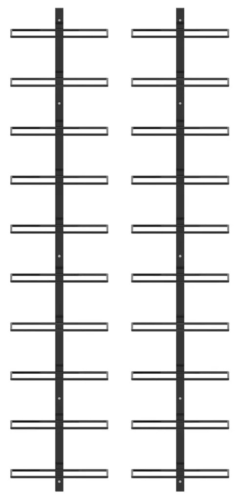 289567 vidaXL Стойки за вино за 20 бутилки стенен монтаж 2 бр черни метал