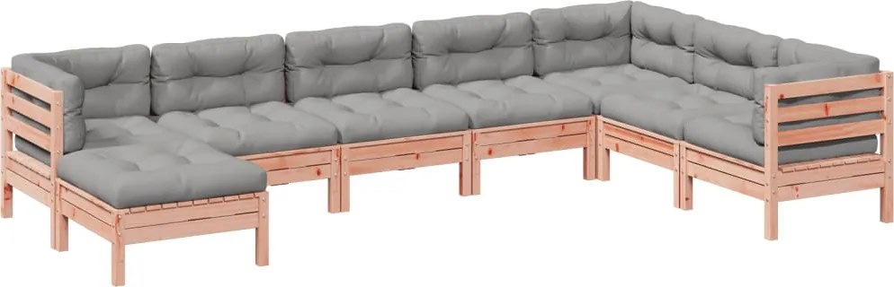 3299579 vidaXL Градински комплект с възглавници, 8 части, дугласка ела масив