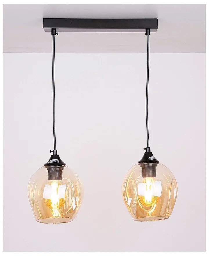 Черна висяща лампа със стъклен абажур 14x48 cm Aspa - Candellux Lighting