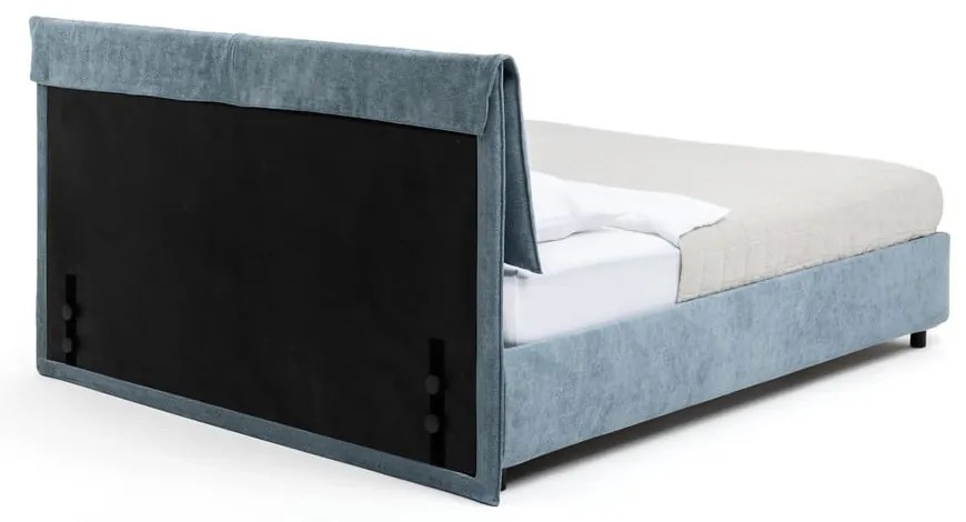 Синьо тапицирано двойно легло с място за съхранение и включена подматрачна рамка 180x200 cm Myra Pillow – Bonami Selection