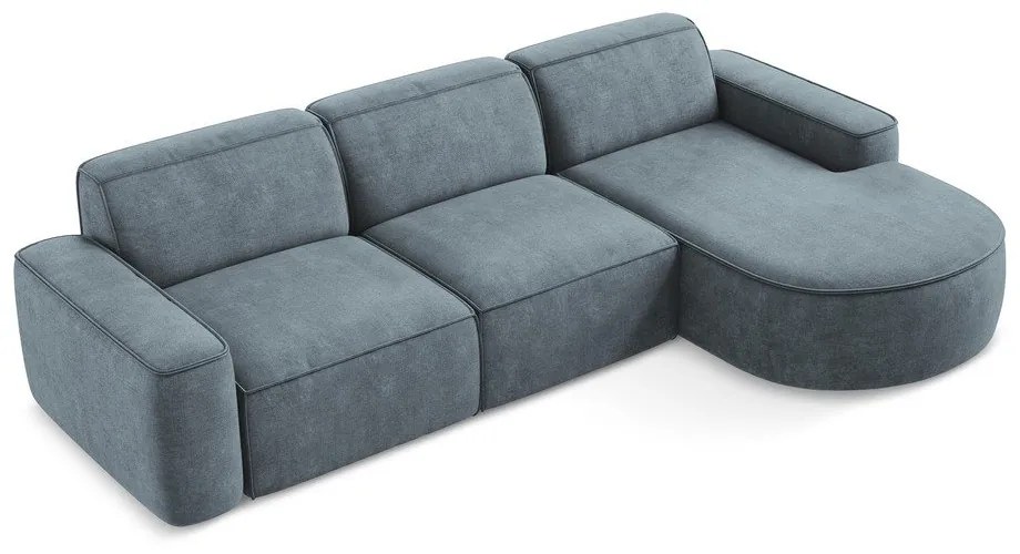 Сиво-син шенилов ъглов диван (десен ъгъл) Omao – Makamii