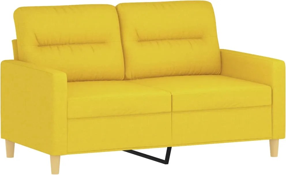 359232 vidaXL 2-местен диван, светложълт, 120 см, плат