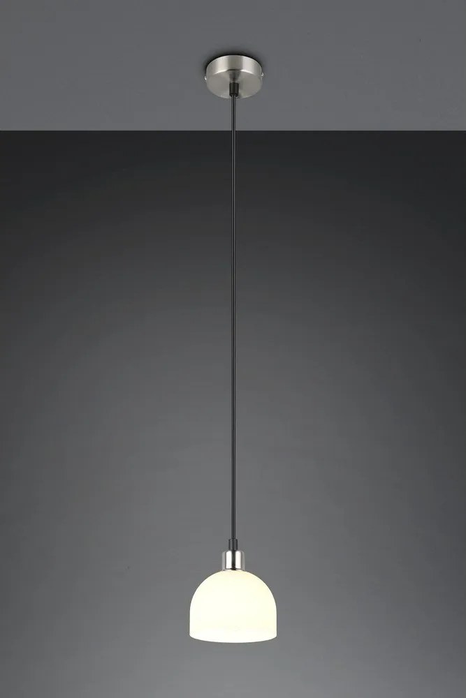 Бяло-сребристо висящо осветително тяло със стъклен абажур ø 12 cm Molly – Reality