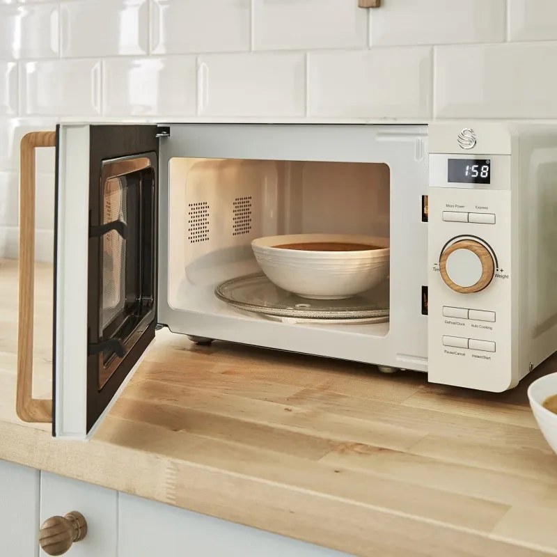 Разопакован: Микровълнова фурна Swan SM22036LWHTN, 20 l, 800W, Размразяване, Таймер, Бял