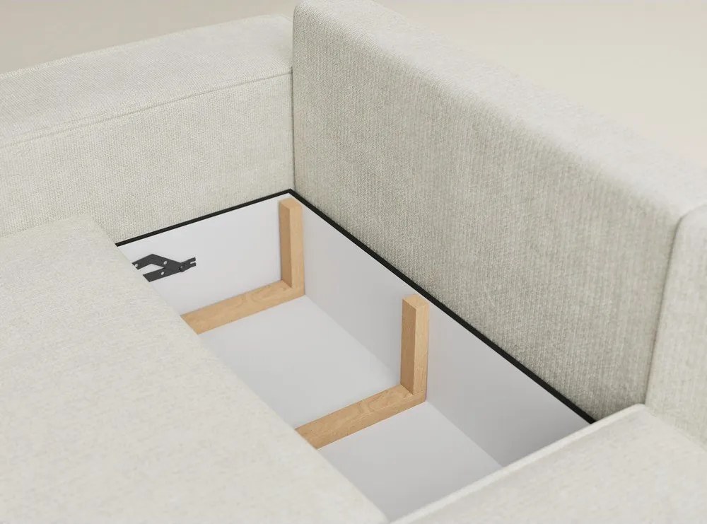 Кремав шенилов сгъваем/с място за съхранение ъглов диван (десен ъгъл/L форма) Tonga – Maison de Rêve