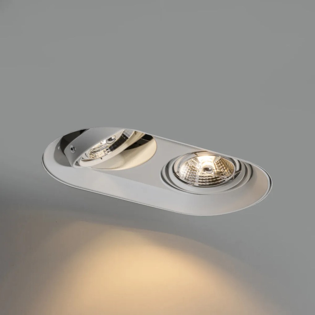 Комплект от 6 заоблени вградени спота бели GU10 70mm 2-Light - Hubs