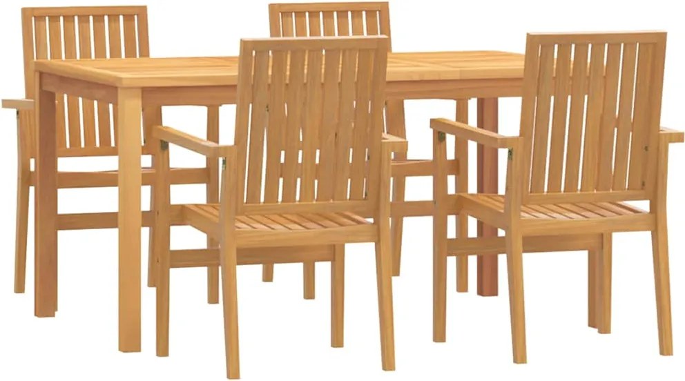 3157915 vidaXL Градински трапезен комплект, 5 части, тиково дърво масив