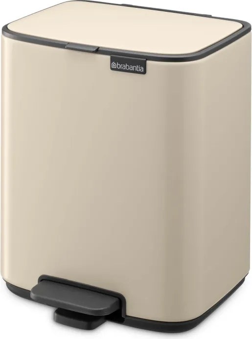 Кош за боклук Brabantia Bo Pedal 1010077, 7 л, Плавно затваряне, Гумирана основа, Бежов