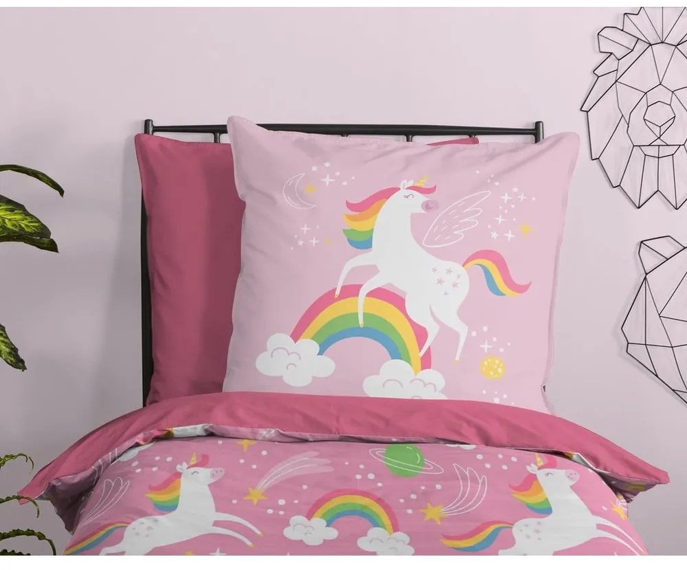 Розово единично детско спално бельо от микрофибър 140x200 cm – Good Morning