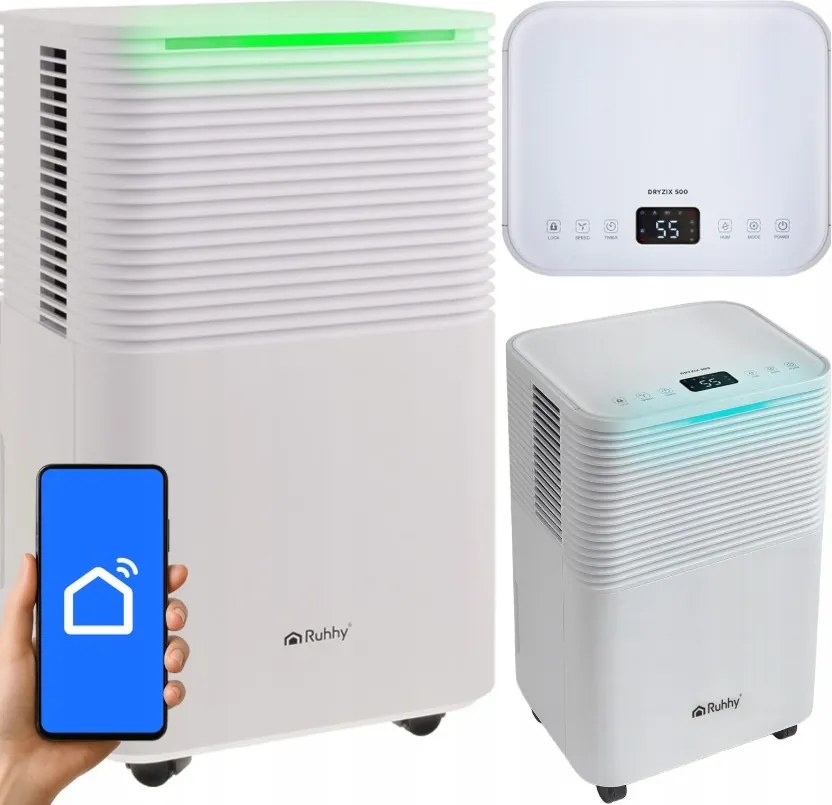 Влагоабсорбатор и обезвлажнител за въздух Ruhhy — С хигростат, таймер, WiFi, 12L/24h