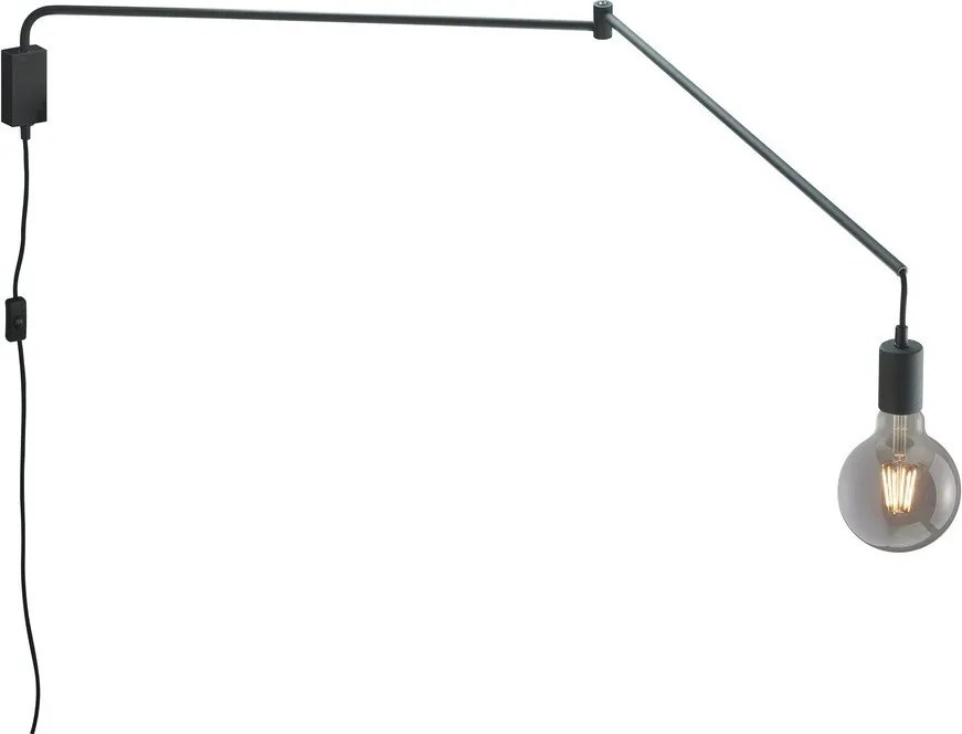 Матово черно стенна лампа с огъваща се структура за контакт Line – Trio