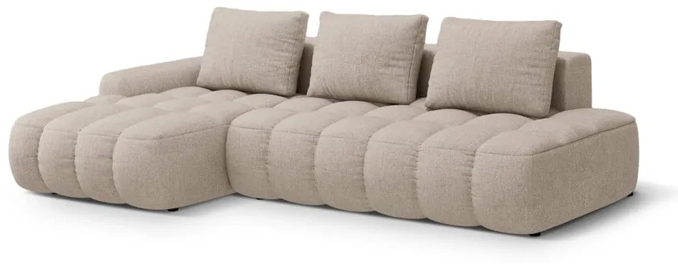 Светлокафяв сгъваем/с място за съхранение ъглов диван (ляв ъгъл) Linz – Cosmopolitan Design