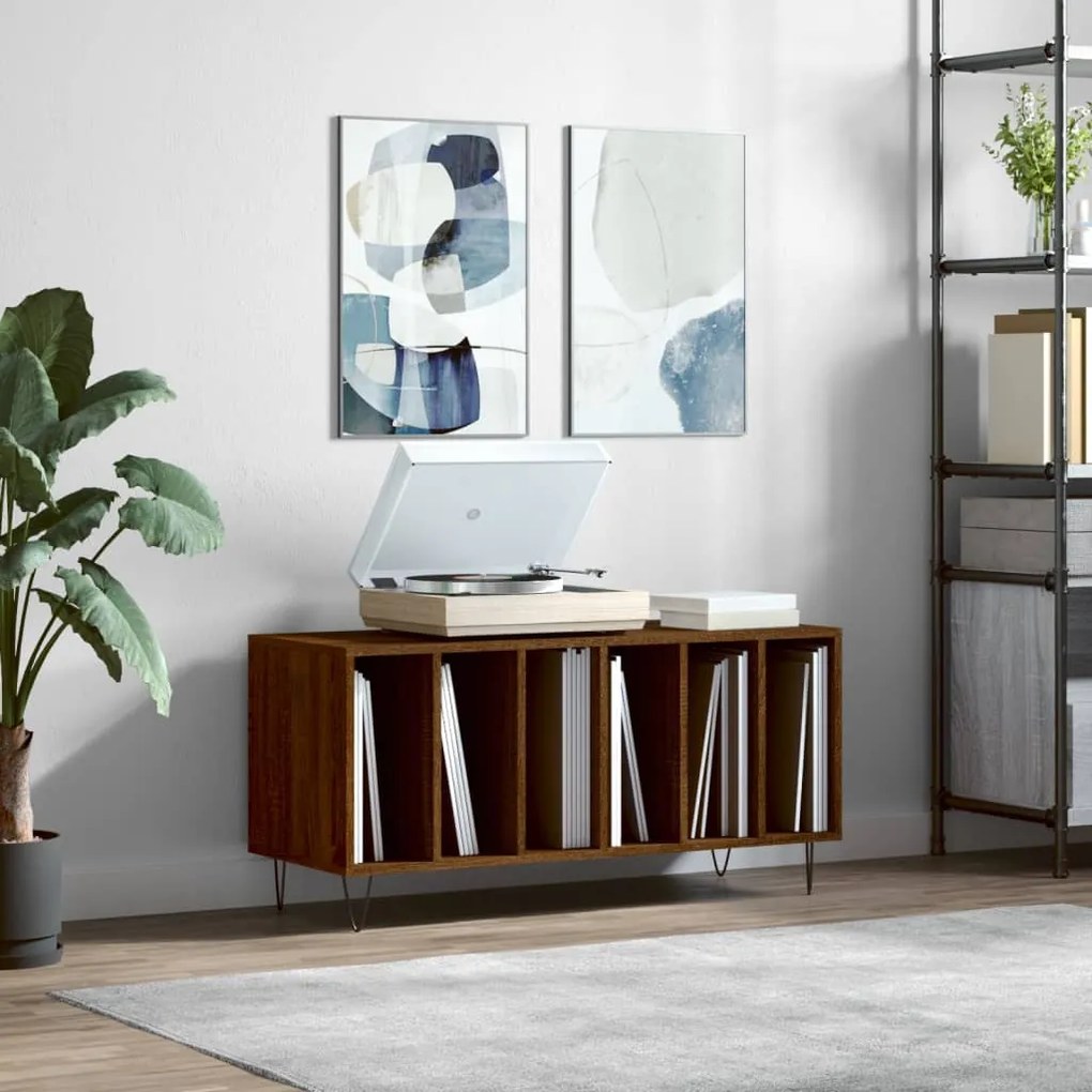 Sonata H Шкаф за винилови плочи кафяв дъб 100x38x48 см инженерно дърво