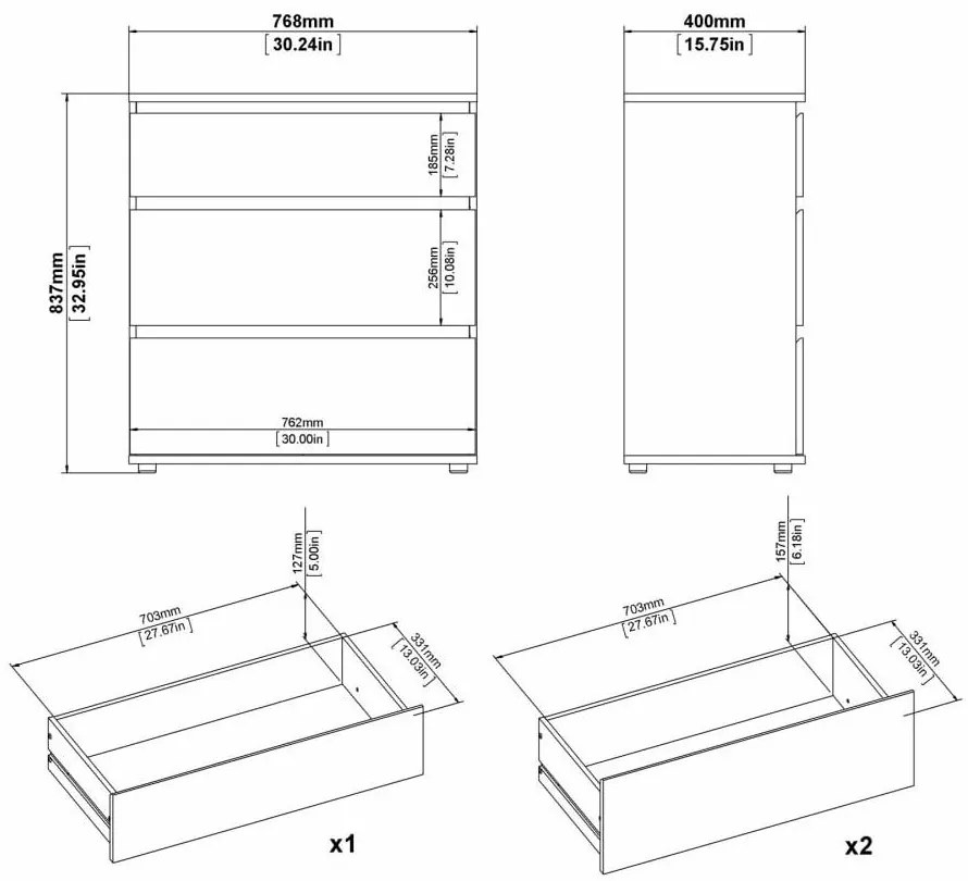 Бял нисък скрин 77x84 cm Nova – Tvilum