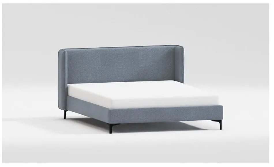 Синьо двойно тапицирано легло с включена подматрачна рамка 140x200 cm Basti – Ropez