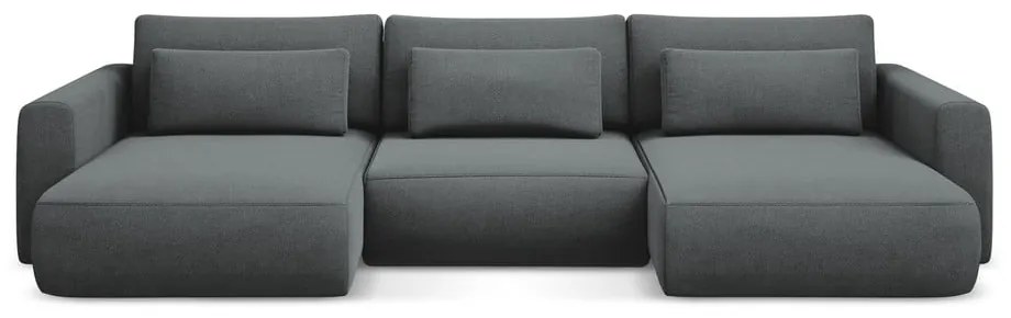 Тъмносив разтегателен ъглов диван с място за съхранение (U форма) Kapua – Makamii