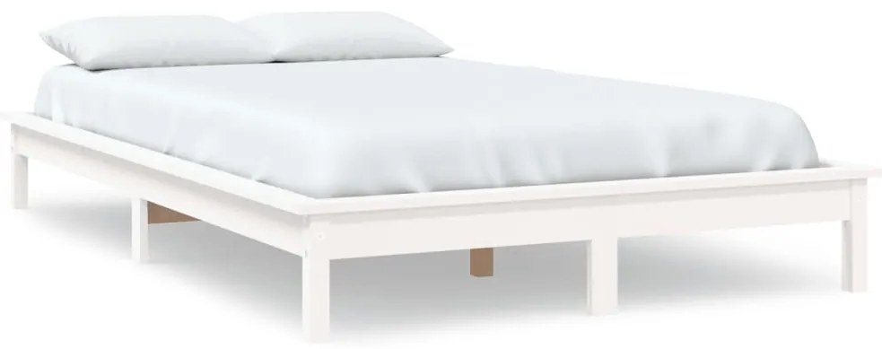 820587 vidaXL Рамка за легло без матрак, бял, 140x190 см, бор масив