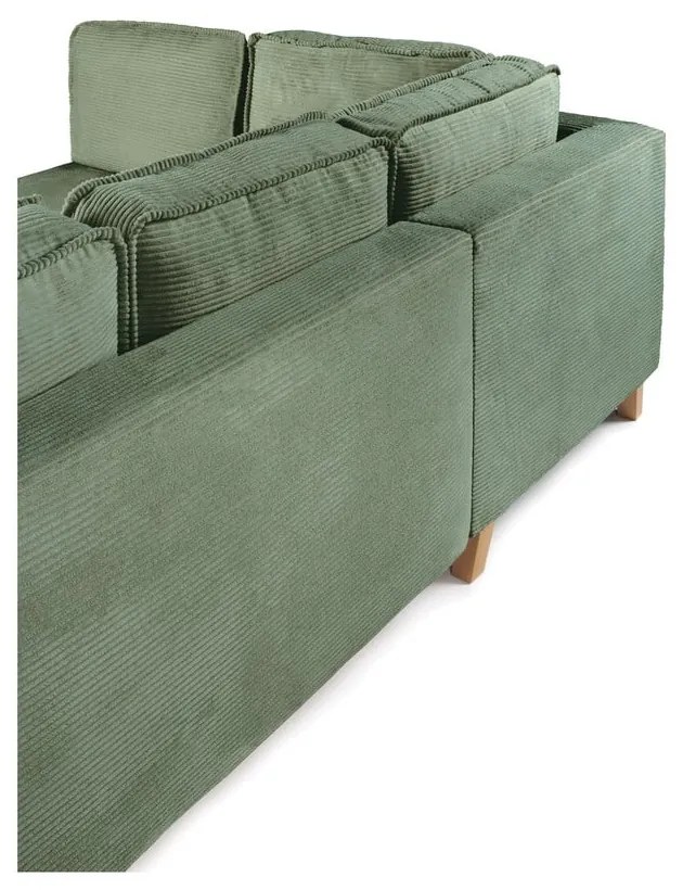 Светлозелен сгъваем ъглов диван от рипсено кадифе (ляв ъгъл) Tori – Bonami Selection